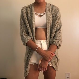 Grey crochet sweater cardigan